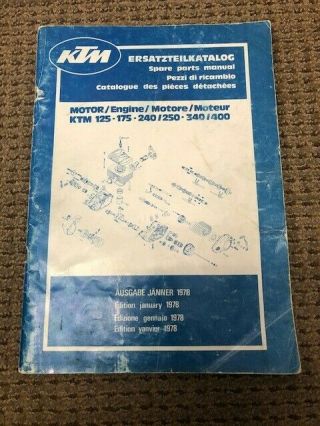 Vintage 1978 Ktm Engine And Chassis Spare Parts Manuals