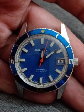 Rare Vintage Sandoz Divers Automatic Blue Dial Man Wrist Watch