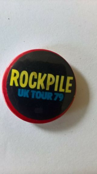 Rare Vintage Rockpile Small Metal Pin Badge Uk Tour 1979