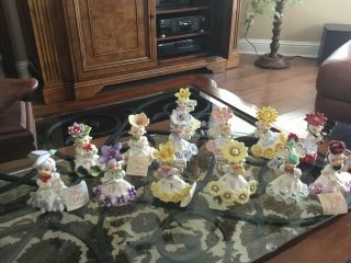 Rare With Tags 1956 Vintage Napco Flower Of Month Figurine Set