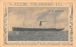 York City York Clyde Steamship Co Ss Lenape Antique Pc Y14243