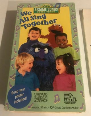 RARE CTW SESAME STREET WE ALL SING TOGETHER KIDS EDUCATIONAL VHS WITH SONG LIST 2