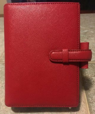 Filofax Pocket Portobello - Red - Euc Rare
