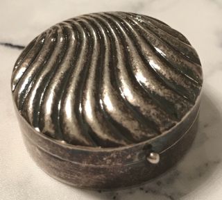 Vintage Sterling Silver Trinket Snuff Pill Box Shell Shape