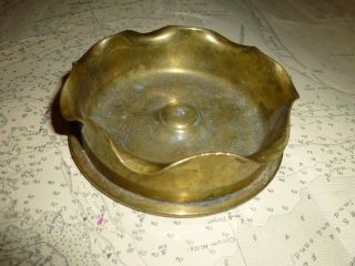 Antique Ww1 Trench Art Shell Case Ashtray/dish With Pie Edge Effect.  Dated 1917.