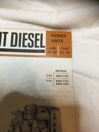Rare Vintage Detroit Diesel Engine GM 2 - 53 & 3 - 53 Power Units Brochure 47/91 HP 2