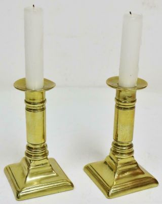 Small Antique French Brass Candlesticks,  Mantel Clock Side Garnitures