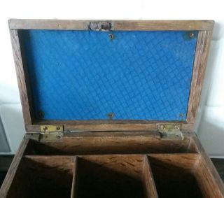 Antique / Vintage Wooden Trinket,  Jewellery Box,  Desk Tidy with Lock and Key 3