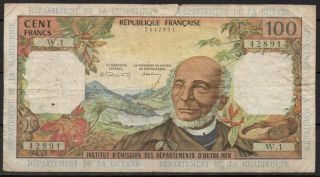 French Antilles 100 Francs,  1964,  P - 10,  Fine,  Rare