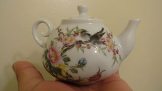 Birds Old Teapot Porcelain Chinese Hand Painted Marked Seal Red Mark 