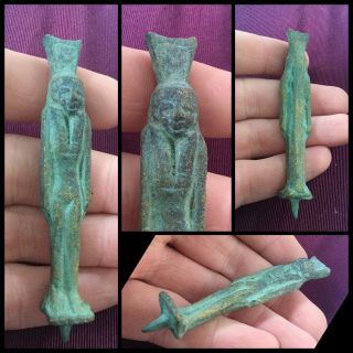 Rare Ancient.  Egyptian Bronze Pharaoh Statue,  300 - 500 Bc