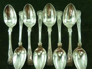 8 Antique Martin Hall & Co Dessert Spoons Kings Pattern Silver Plated