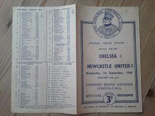 Chelsea V Newcastle United 1/91/1948 Rare 1940 