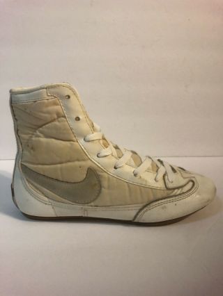 RARE Vintage 1970 ' s Nike Wrestling Shoes Size 5 White Gray 3