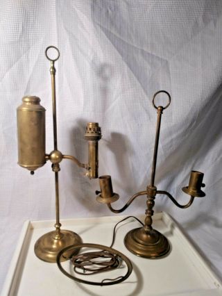Vintage Antique Brass Student Hurricane Table Lamp Parts Repair