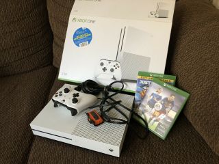 Microsoft Xbox One S 2tb White Console,  2 Games And Controller.  Rarely.