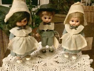 Vintage Set Of 3 Carlson Pilgrim Dolls