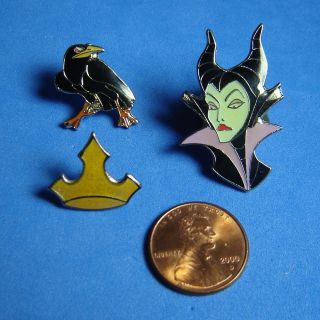 Maleficent Villains Mini 3 Pin Japan Tokyo Disney Store Pin Set Rare