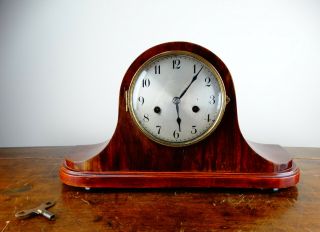 Antique German Napoleon Hat Mantel Clock By Cb Badische Uhrenfabrik Chiming 1930