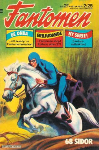 Vintage Rare 1973 No.  21 Fantomen Comic Book In Swedish Featuring Kelly At F.  B.  I.