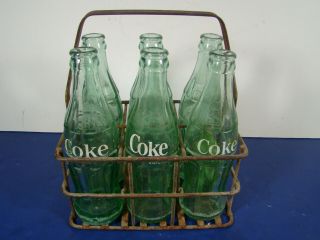 Very Rare Vintage Metal Coca Cola 6 1/2 Oz 6 - Pack Carrier Oklahoma Stamped