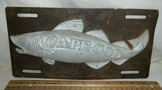 Antique Cape Cod Fish License Vanity Advertising Plate Vintage Old Souvenir Rare