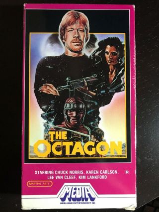 The Octagon (vhs,  1983) Chuck Norris,  Media Home Entertainment White Stripe Rare