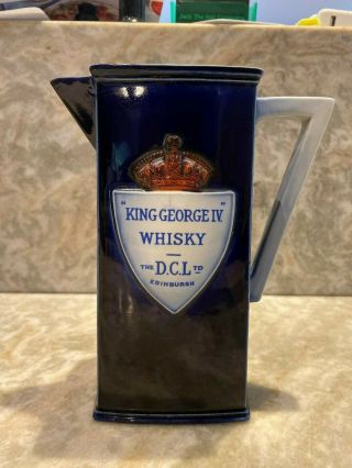 Rare Vintage King George Iv Whisky " The D.  C.  L Td " Blue Large Advertising Jug