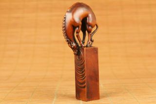 old boxwood carving horse water seal statue figure netsuke stamp seal 2