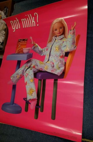 Large 1999 Barbie Got Milk? Poster Thick Paper Glossy Stock Vintage