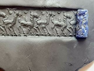 Stunning Extremely Rare Ancient Cylinder Seal Lapis Lazulli/animal.  3,  4 Gr.  22 Mm