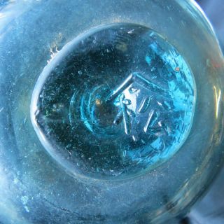 Japanese Blown Glass Float 5 " Wp 285 Rare Size Aquamarine Flat Bottom Antique