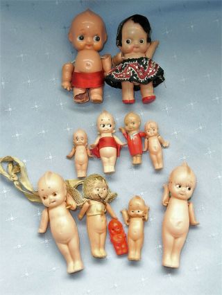 Vintage Celluloid Kewpie Dolls From 3.  5 To 10 Cms Tall (x11)