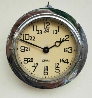 Vintage 1930s Gents Of Leicester Wall Clock Chrome And Steel Rare Model