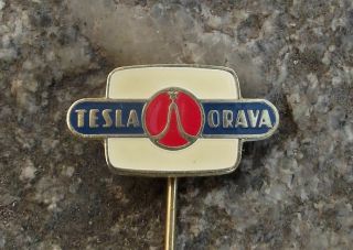 Antique Tesla Electronics Orava Early Television Cathode Ray Tube Crt Pin Badge