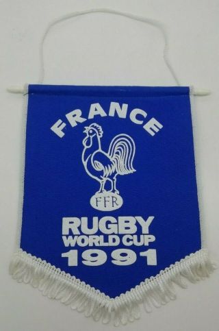 Very Rare France Rugby Federation Ffr 1991 Irb Rugby Union World Cup Pennant