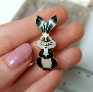 Rare Vintage Small Cloisonne Enamel Black Rabbit Brooch Gift Costume Jewellery