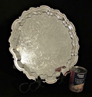 Vintage Silver Plate Footed Salver Beverage Serving Tray Cake Stand