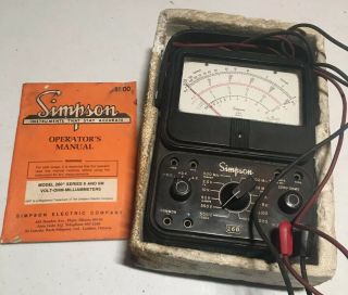 Vintage Simpson 260 Series 8 Volt Ohm,  Milliammeter,  Multi - Meter Vom,  With Leads