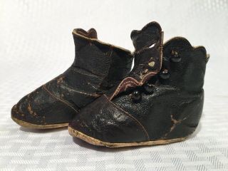 Antique Victorian French Fashion Doll Leather Shoes Boots Bru Jumeau /gaultier