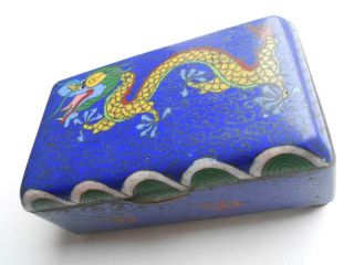 LOVELY ANTIQUE 1920 ' S CHINESE JAPANESE CLOISONNE ENAMEL IMPERIAL DRAGON BOX 2