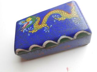 LOVELY ANTIQUE 1920 ' S CHINESE JAPANESE CLOISONNE ENAMEL IMPERIAL DRAGON BOX 3
