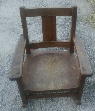 Rare Antique Limbert Arts And Crafts Childs Rocking Chair