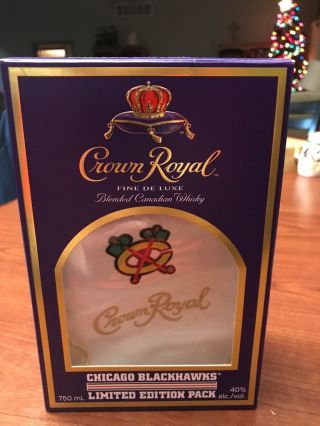 Crown Royal Chicago Blackhawks Limited Edition Box And White Bag Rare