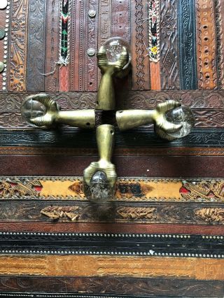 4 Antique Cast Brass Or Bronze And Glass Ball Claw Feet Table Legs