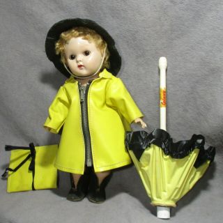 Vintage Clothes For Vogue Ginny Doll - 1955 Slicker Raincoat & Accessories