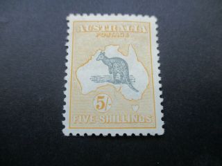 Kangaroo Stamps: 5/ - Yellow 3rd Watermark - Rare (c281)