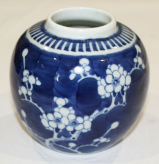 Vintage Chinese Prunus Blue & White Ginger Jar 12cm