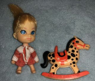 Vintage Liddle Kiddles Calamity Jiddle Doll & Horse Mattel 1966 - 67
