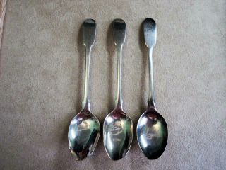 Three Antique Georgian Solid Silver Teaspoons By Thomas Watson,  Newcastle C1794